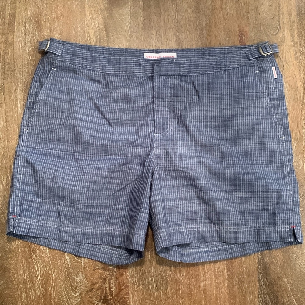 Orlebar Brown Waist 36 Bulldog Bathing Suit in Blue and White